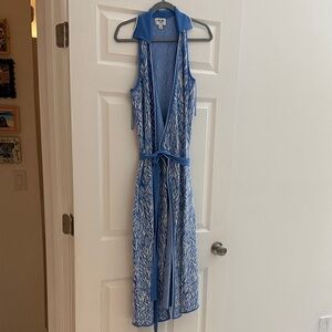 DVF for target Blue and White Backless Dress